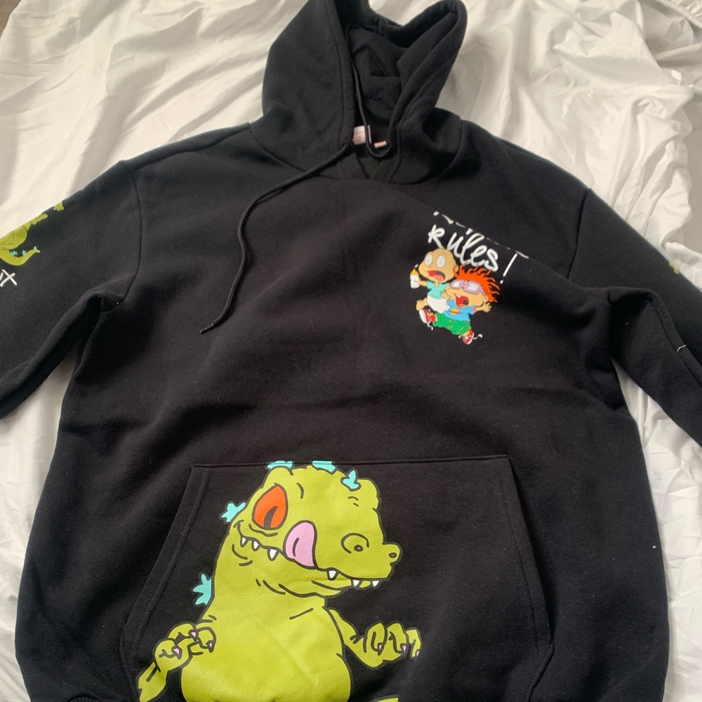 Rare Rugrats Reptar Black Hoodie Large